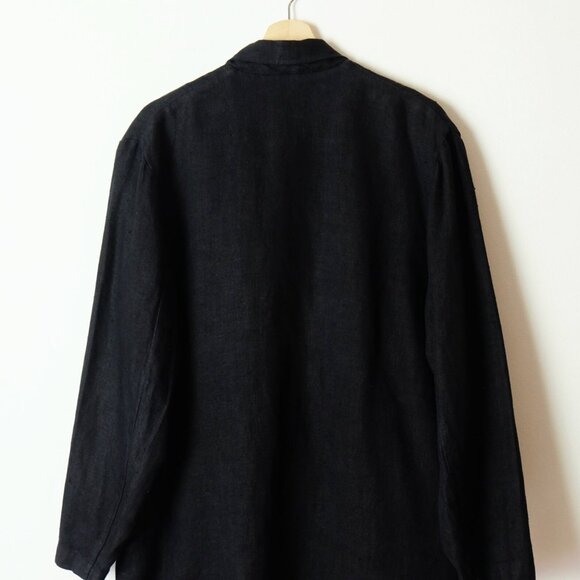 Vintage Oversized Black Pure Linen Double breasted Jacket/Blazer from 90s - Picture 5 of 9